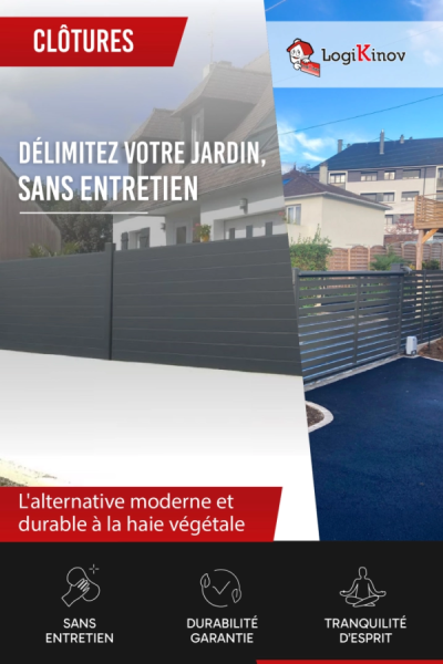 Logo Logikinov clôtures grises pleines et lames - DÉLIMITEZ VOTRE JARDIN SANS ENTRETIEN