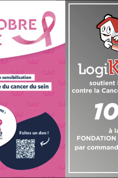 Affiche Octobre Rose avec ruban, QR code Faites un don et Logo Logikinov - 10 euros par commande