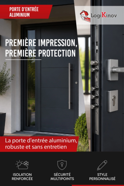 Porte entrée aluminium anthracite et coupe serrure multipoints - PREMIÈRE IMPRESSION PREMIÈRE PROTECTION