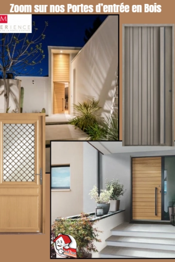 Collage portes d'entrée bois styles moderne et traditionnel - titre Zoom sur nos Portes en Bois