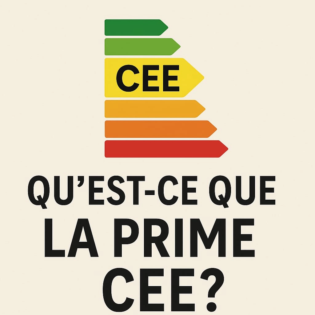 Infographie flèches DPE colorées avec mention CEE et question Qu'est-ce que la prime CEE